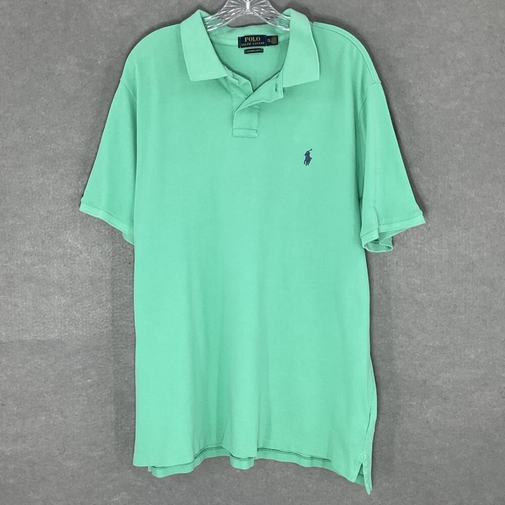 Polo Ralph Lauren Shirt‎ Men 2XL Mint Green Slim Fit Short Sleeve Pony Preppy